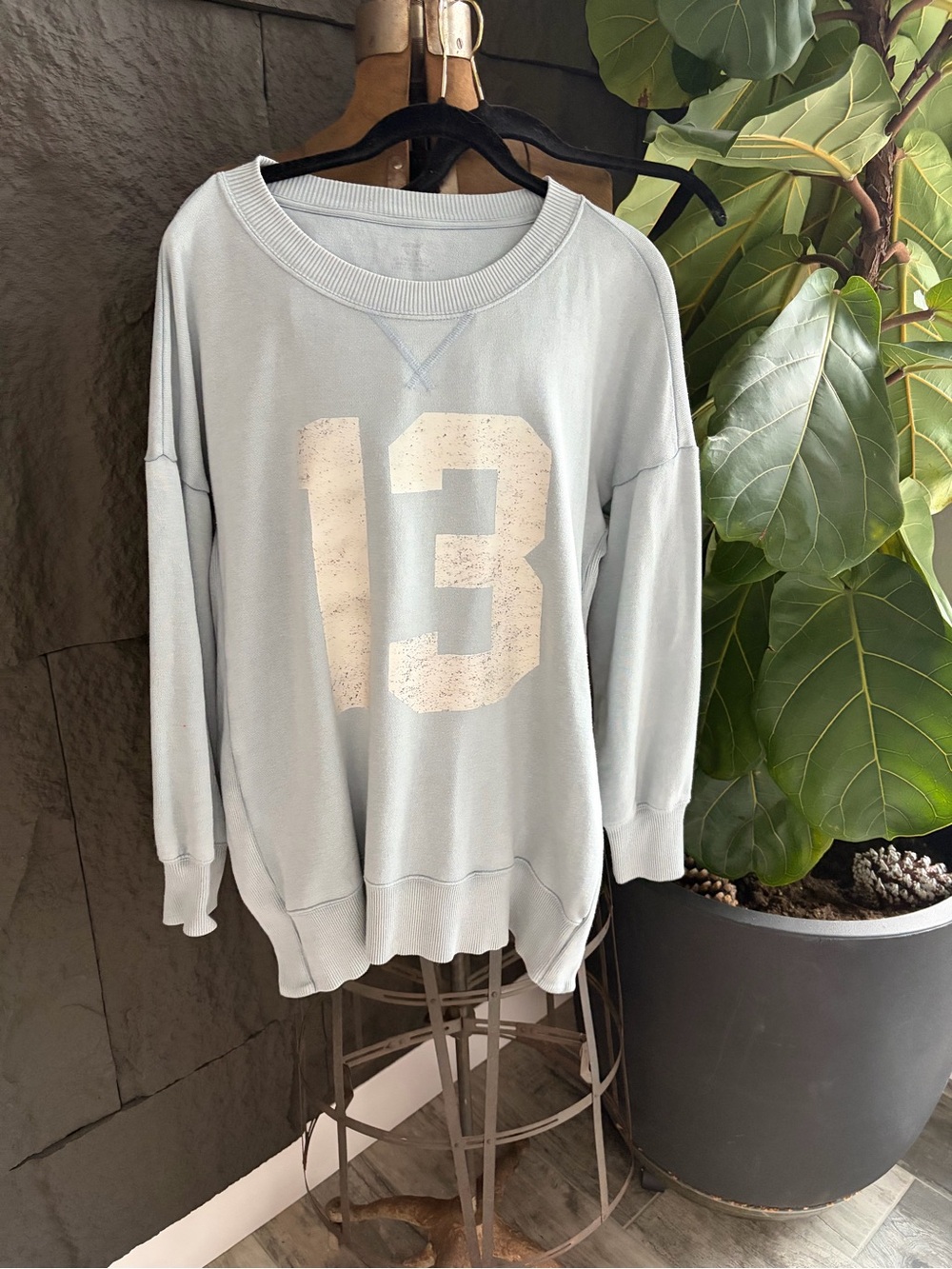 aerie Light Blue Graphic Sweatshirt with White '13'